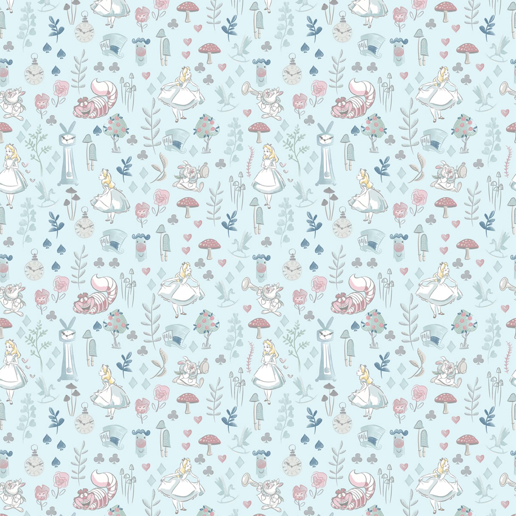 Disney® Alice in Wonderland Blue Scenic Cotton Fabric